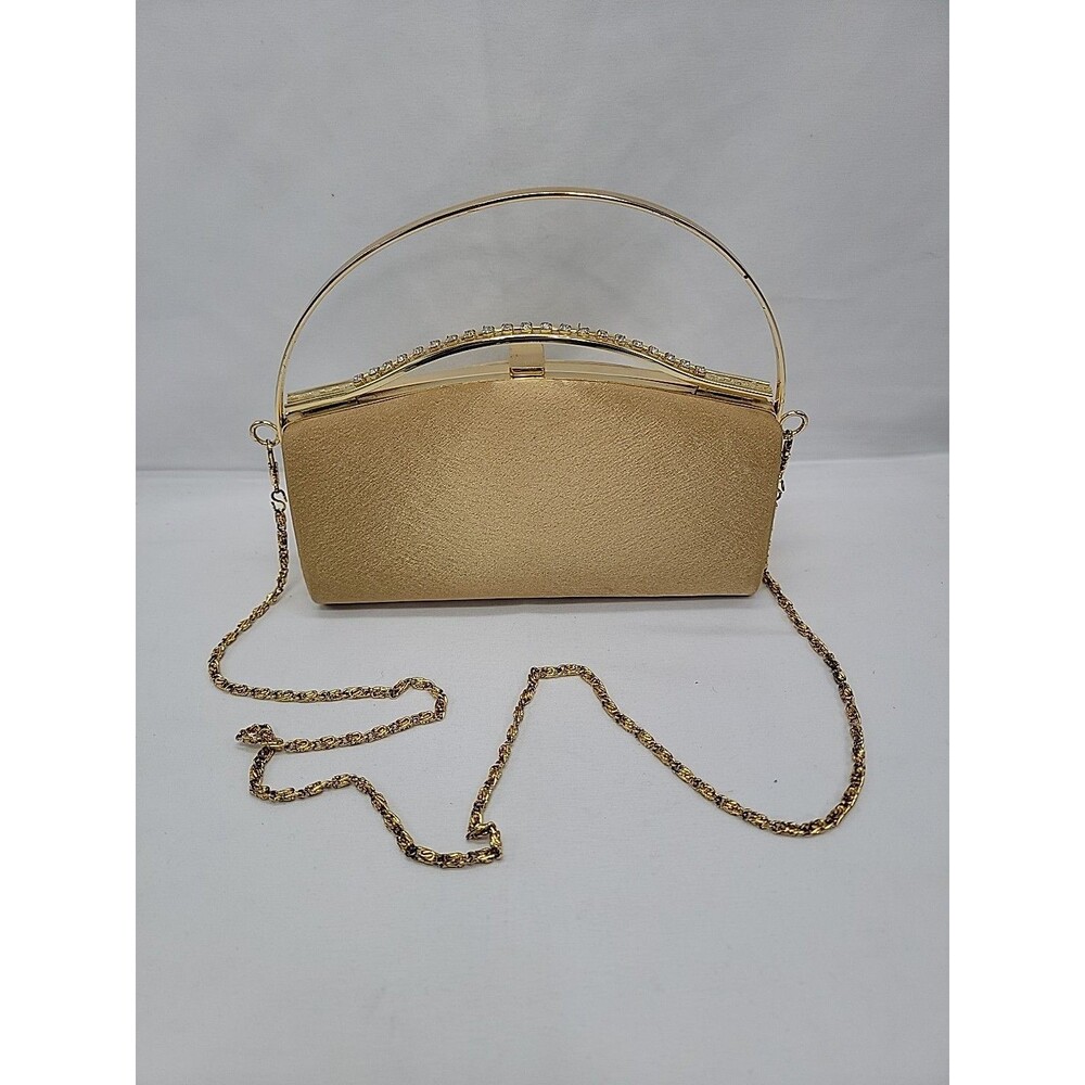 Gold And Diamond Accent Evening Bag Chain Strap 7.5x4.5x2.5